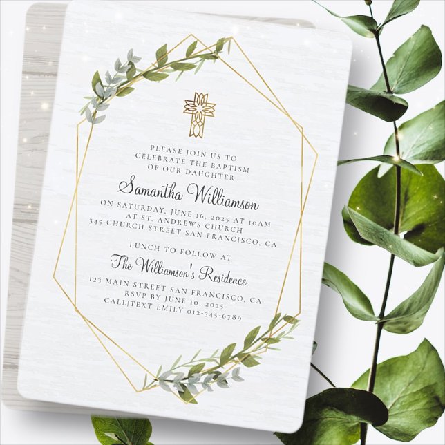 Invitation à la croix florale géométrique rustique (Créateur téléchargé)
