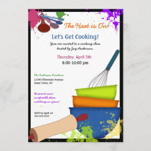 Invitation à la Cuisine de Splash colorée