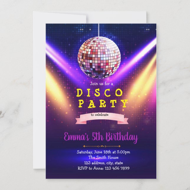 Invitation à la danse disco rétro (Devant)