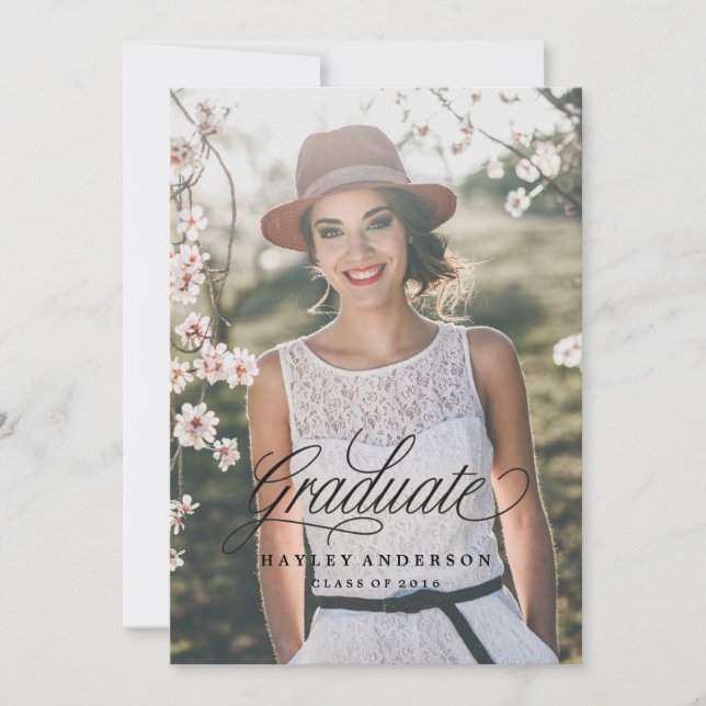 INVITATION À LA DIPLÔME CHIC bébé rose (Devant)