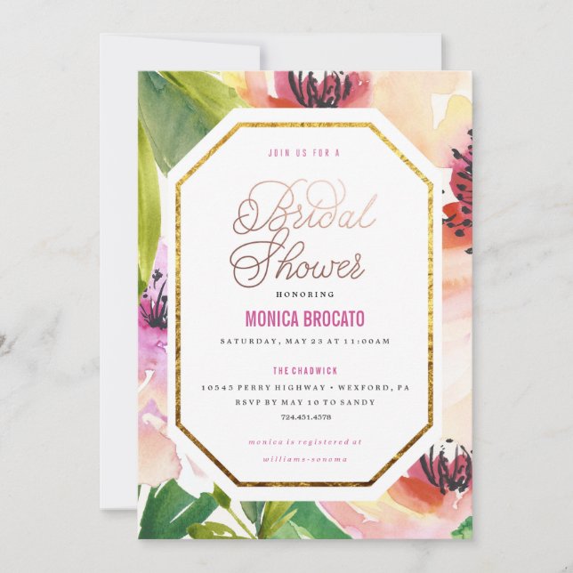 INVITATION À LA DOUCHE À BRIDAL - fleurs d'aquarel (Devant)