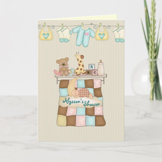 Invitation à la douche à courtepointe pour bébé (Devant)