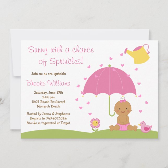 Invitation à la douche à l'eau de pluie pour bébés (Devant)