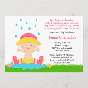Invitation à la douche à l'eau de pluie pour bébés
