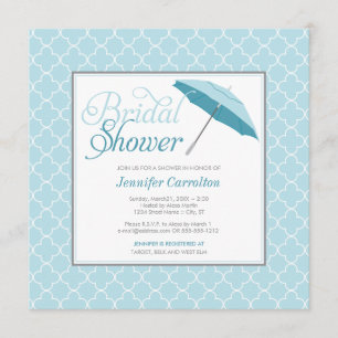 Invitation à la douche à parapluie bleu nuptiale