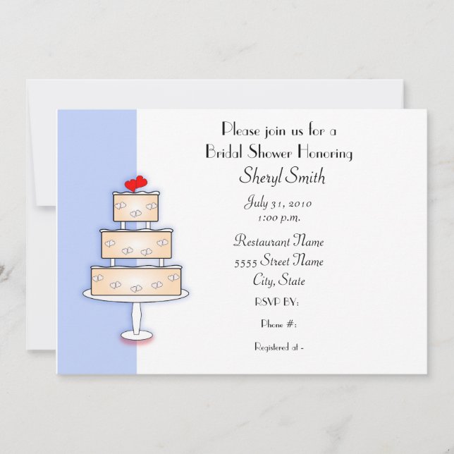 Invitation à la douche avec gâteau Mariage (Devant)
