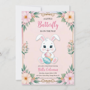 invitation à la douche bébé rose floral