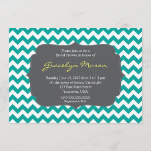 invitation à la douche Chevron turquoise et grise