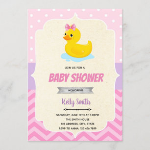 Invitation à la douche de canard en caoutchouc