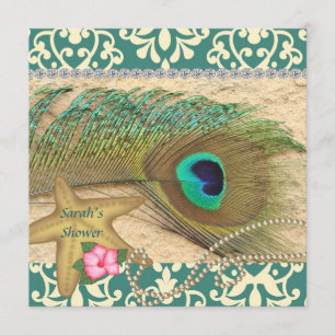 INVITATION À LA DOUCHE DE DAMASK PEACOCK BEACH