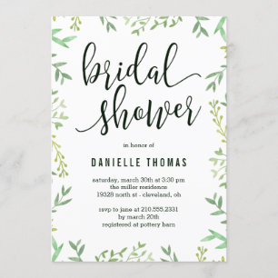 Invitation à la douche de la mariée tactile botani