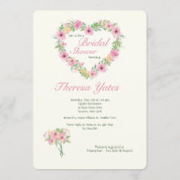 Invitation à la douche de la nuptiale du coeur flo