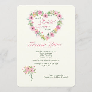 Invitation à la douche de la nuptiale du coeur flo