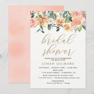 Invitation à la douche de la nuptiale Florale Gold