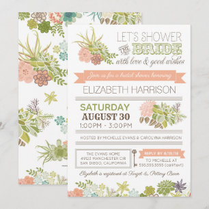 Invitation à la douche de la nuptiale succulente d