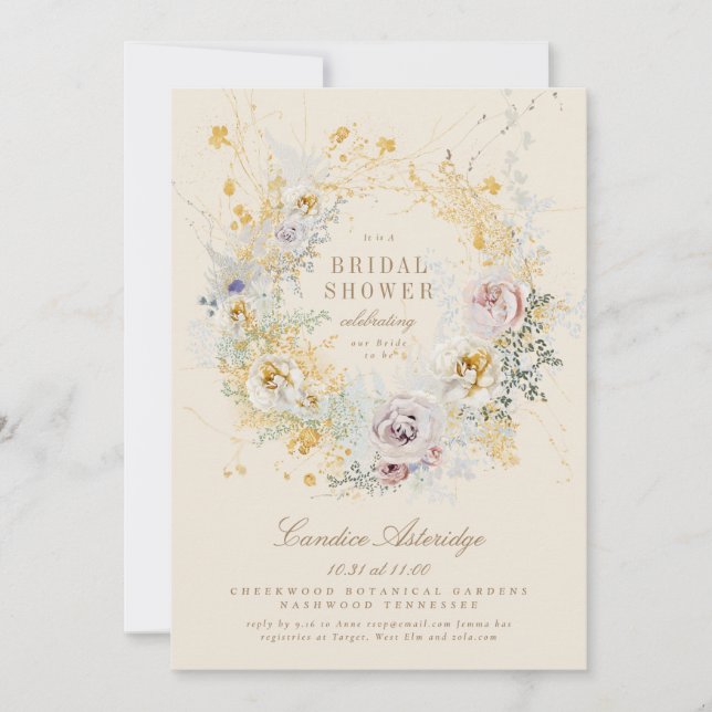 invitation à la douche de nuptiale à couronne de w (Devant)
