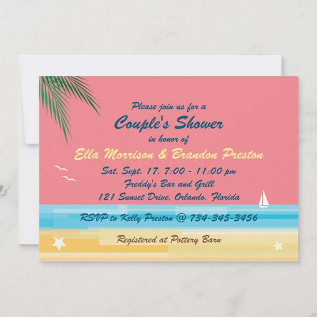 Invitation à la douche de Sunset Beach Couple (Dos)