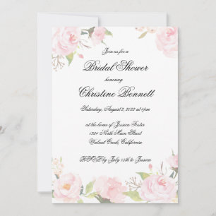 Invitation à la douche d'oiseaux florale de Blush