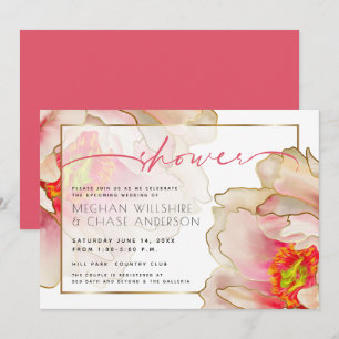 Invitation à la douche du Rose de corail exotique 