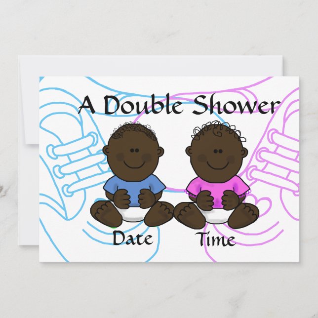Invitation à la douche jumelle afro-américaine de  (Devant)