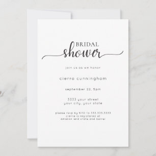 Invitation à la douche minimale noire et blanche