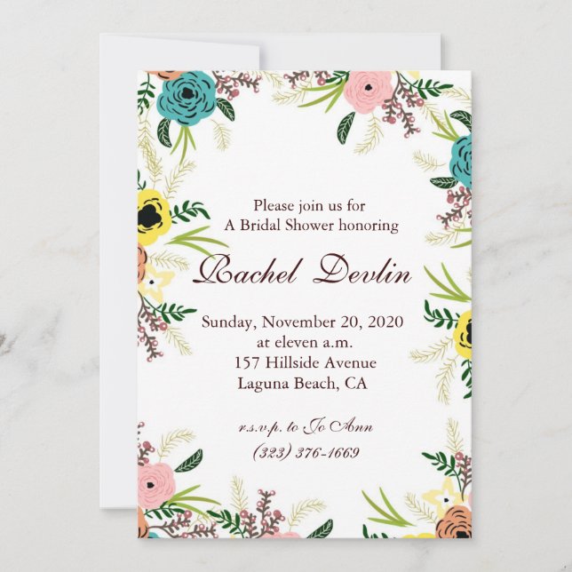 Invitation à la douche nuptiale (Devant)