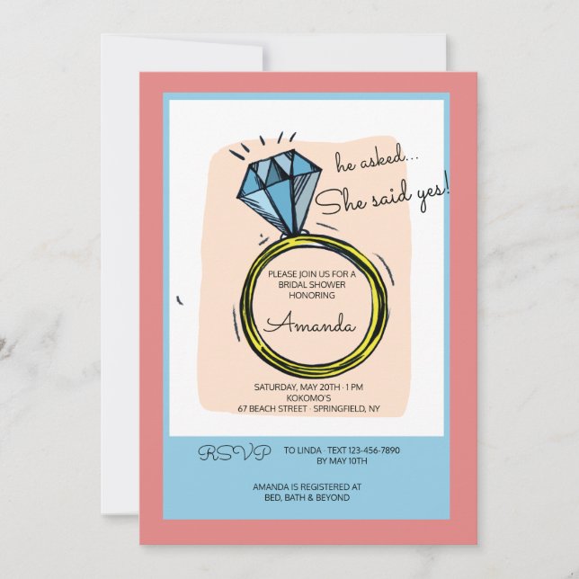 Invitation à la douche nuptiale (Devant)