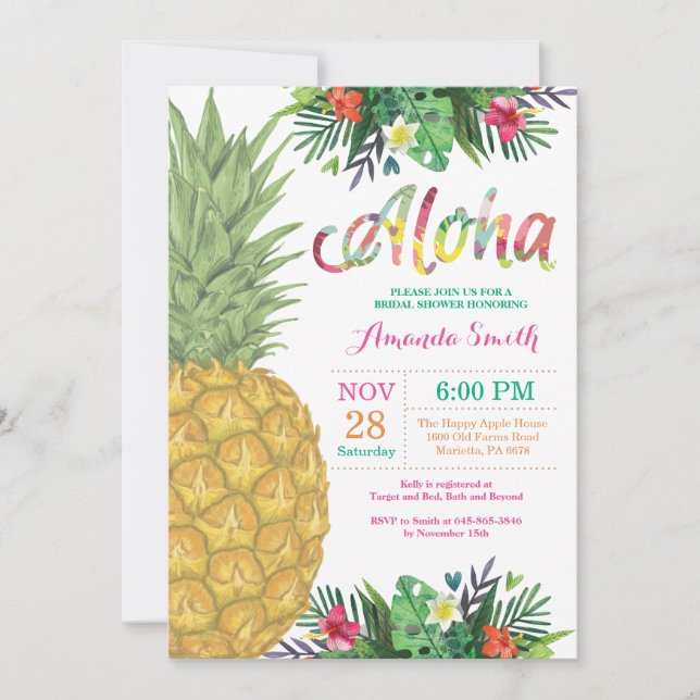 Invitation à la douche nuptiale à ananas tropical (Devant)