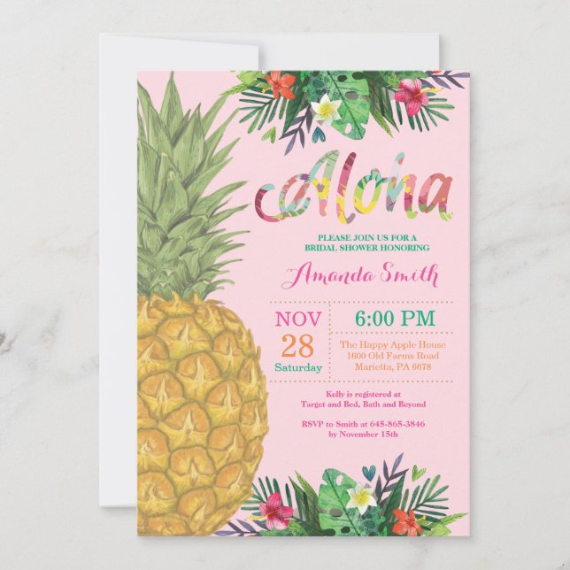 Invitation à la douche nuptiale à ananas tropical (Devant)