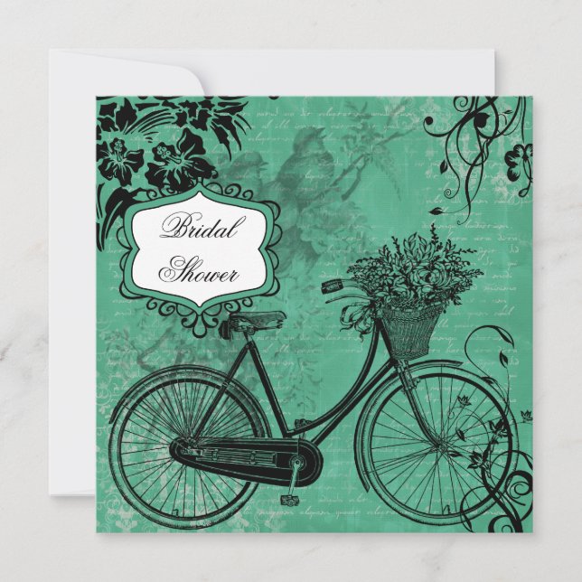 Invitation à la douche nuptiale à bicyclette Turqu (Devant)