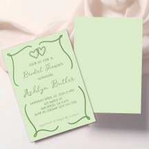 Invitation à la douche nuptiale à cadre vert