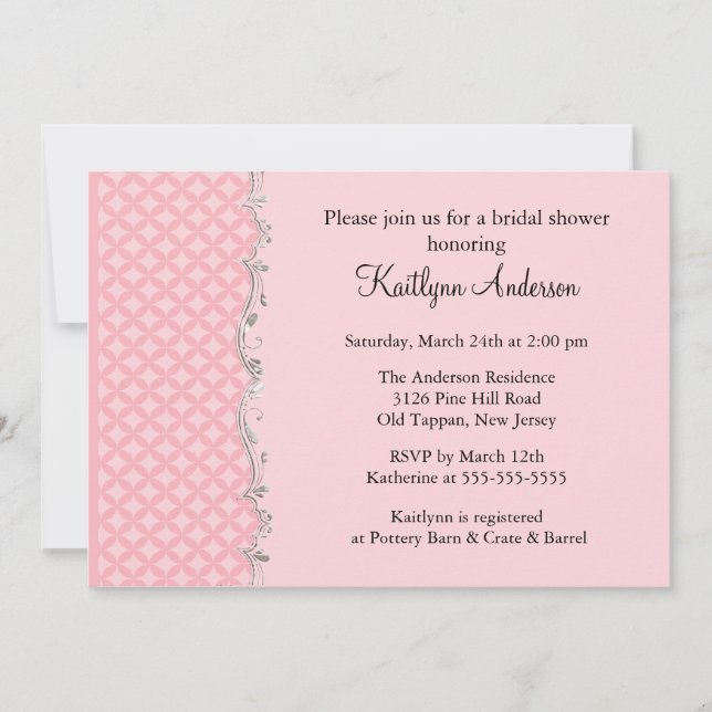 Invitation à la douche nuptiale à clapet rose (Devant)