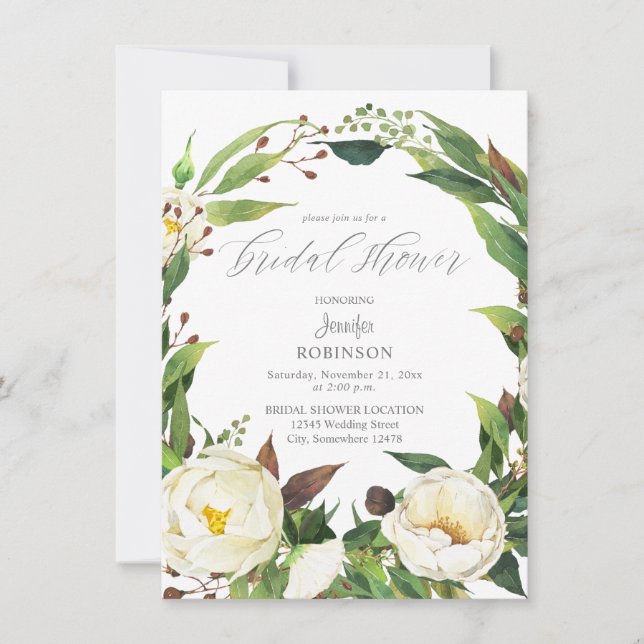 Invitation à la douche nuptiale à fleurs blanches  (Devant)