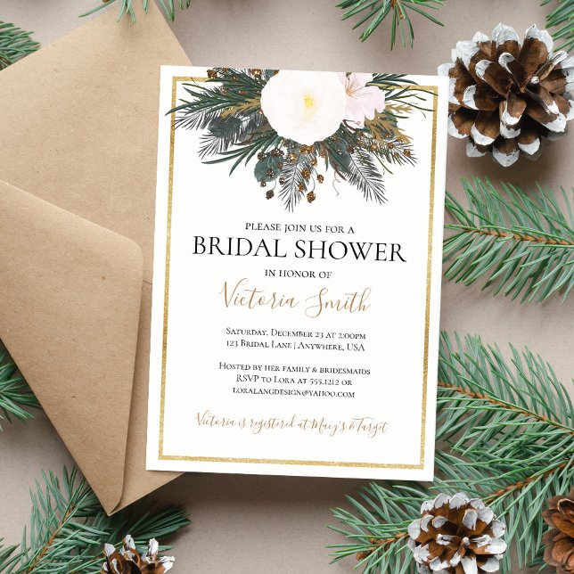 Invitation à la douche nuptiale à fleurs blanches  (Créateur téléchargé)