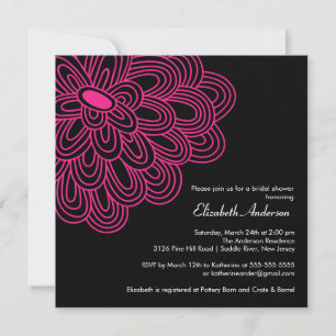 Invitation à la douche nuptiale à fleurs roses cha