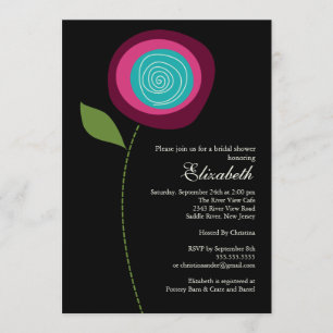 Invitation à la douche nuptiale à fleurs roses mod