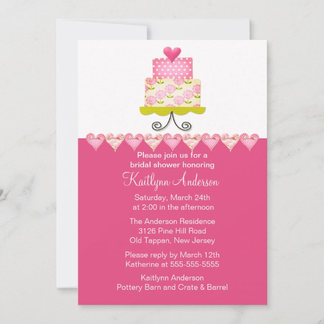 Invitation à la douche nuptiale à la mode de Cake (Devant)