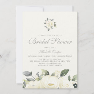 Invitation à la douche nuptiale à la rose blanche