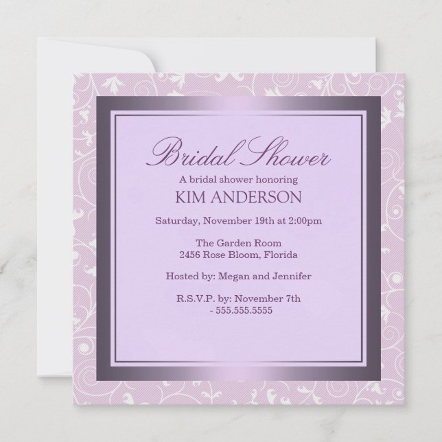 Invitation à la douche nuptiale à souffle violet (Devant)