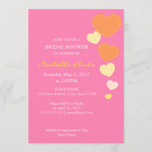 Invitation à la douche nuptiale Amour rose et oran