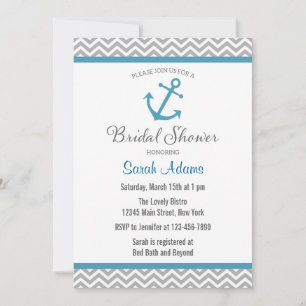 Invitation à la douche nuptiale Ancre nautique