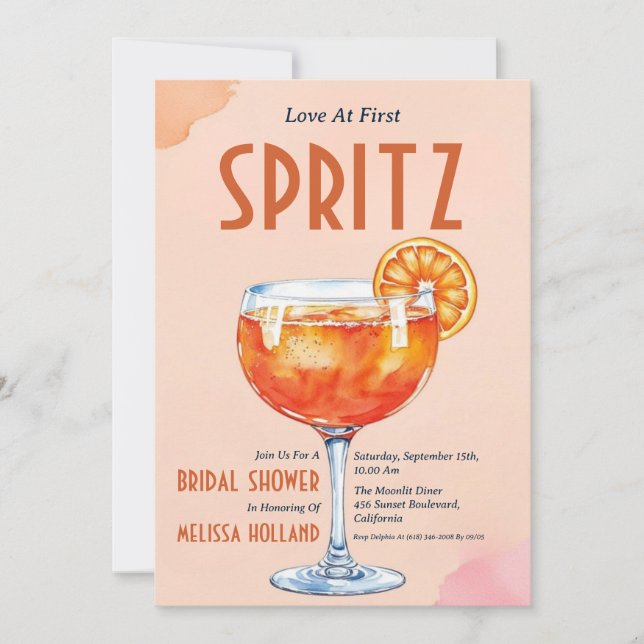 invitation à la douche nuptiale aperol spritz (Devant)