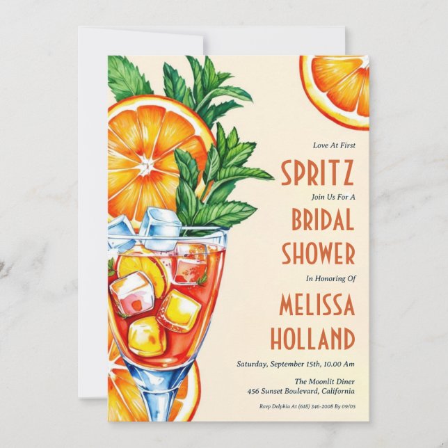 invitation à la douche nuptiale aperol spritz (Devant)