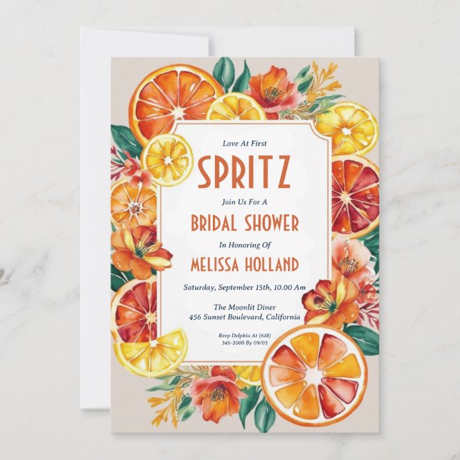 invitation à la douche nuptiale aperol spritz (Devant)