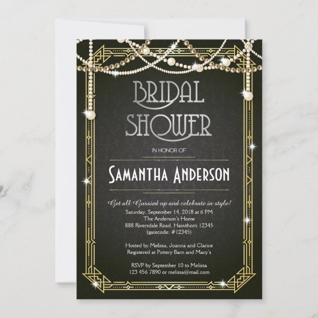 Invitation à la douche nuptiale / Art Déco (Devant)