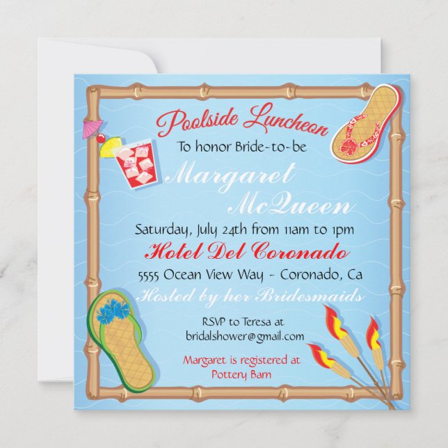 Invitation à la douche nuptiale au bord de la plag (Devant)