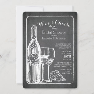 Invitation à la douche nuptiale au vin et au froma