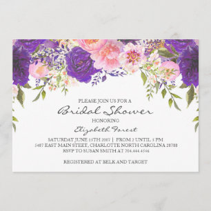 Invitation à la douche nuptiale aux fleurs roses e