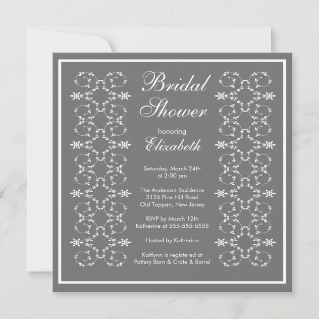 Invitation à la douche nuptiale avec cadre de fram (Devant)