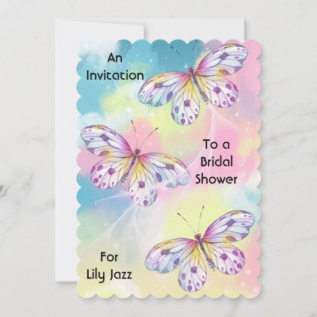 Invitation à la douche nuptiale avec papillons (Devant)